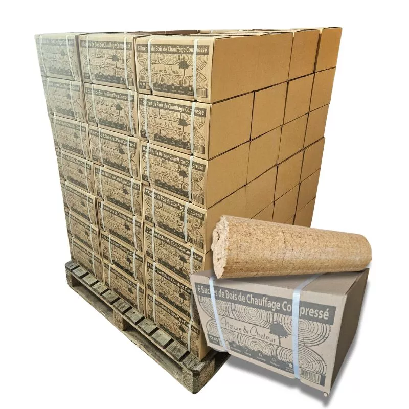 Holzbrikett Confort – Palette mit 960 Kg – Hartlaubholz und Nadelholz