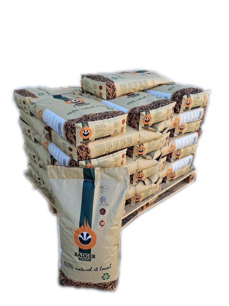 Holzpellets BADGER – Halbe Palette mit 36 Säcke à 15 kg
