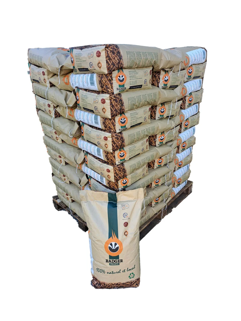 Holzpellets BADGER – Palette mit 65 Säcke à 15 kg