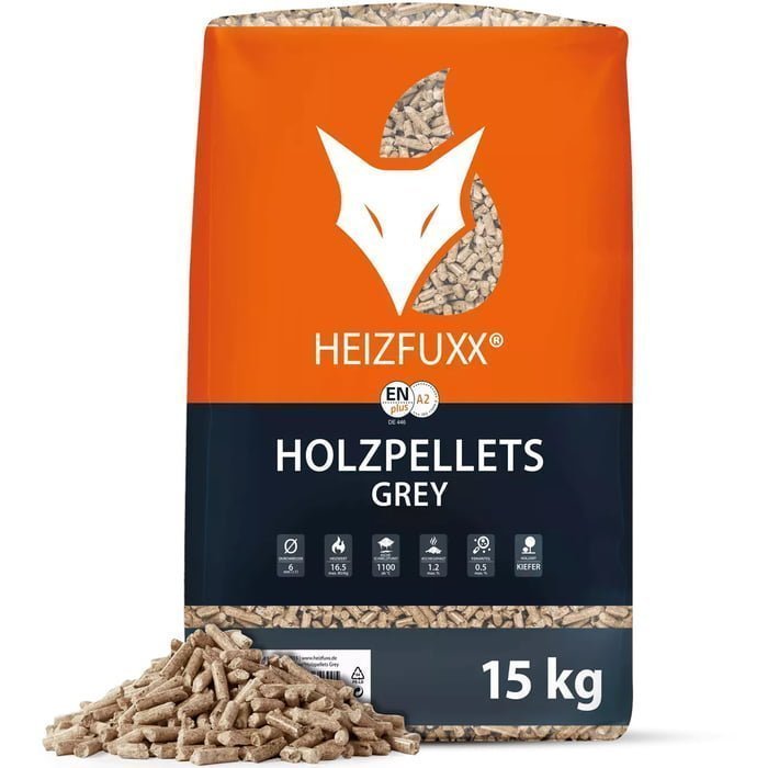 Pellets HEIZFUXX Grau EN+ A2 – Palette 65 Säcke x 15kg