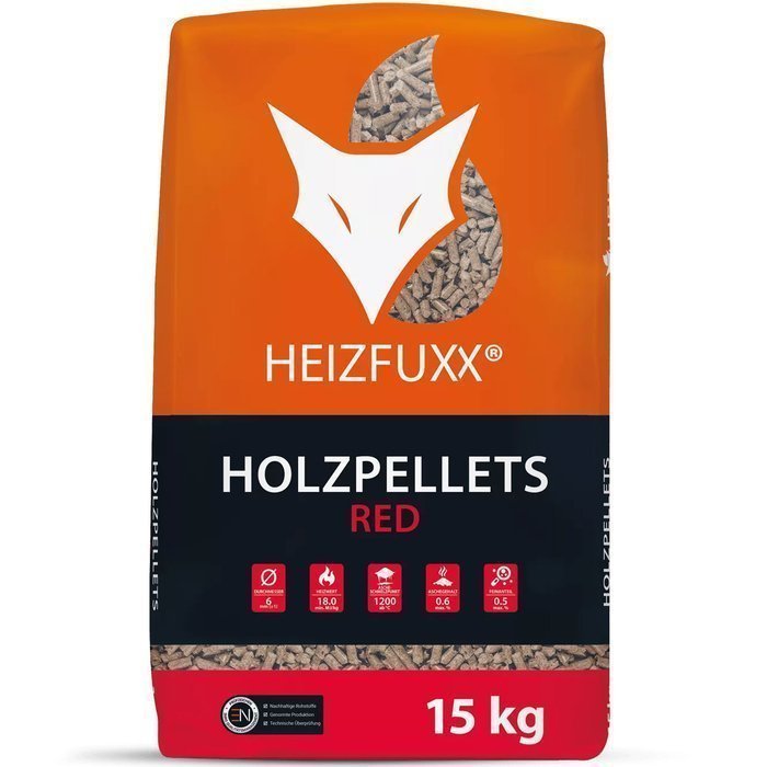 Pellets HEIZFUXX Rot EN+ A1 – Palette 65 Säcke x 15kg
