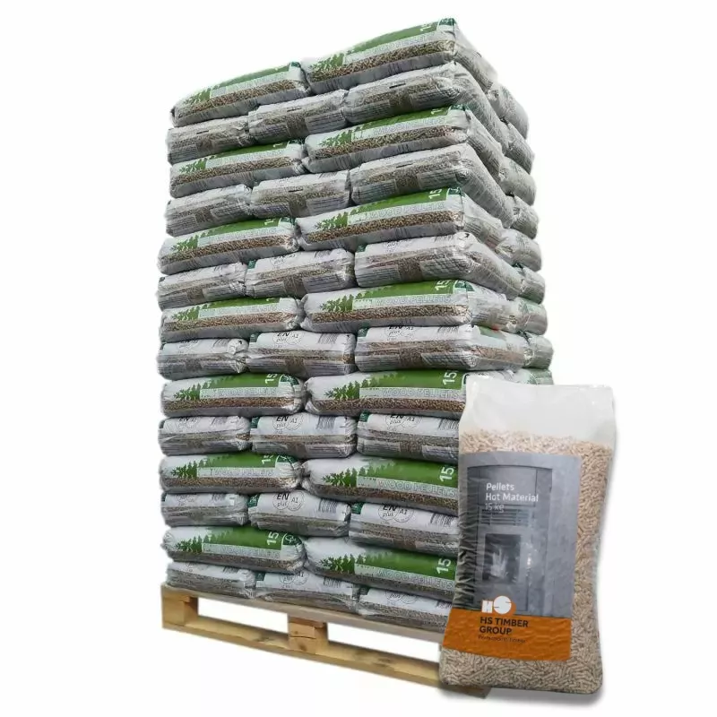 Pellets HS Timber – Palette mit 66 Säcke à 15 kg – 100% Nadelholz