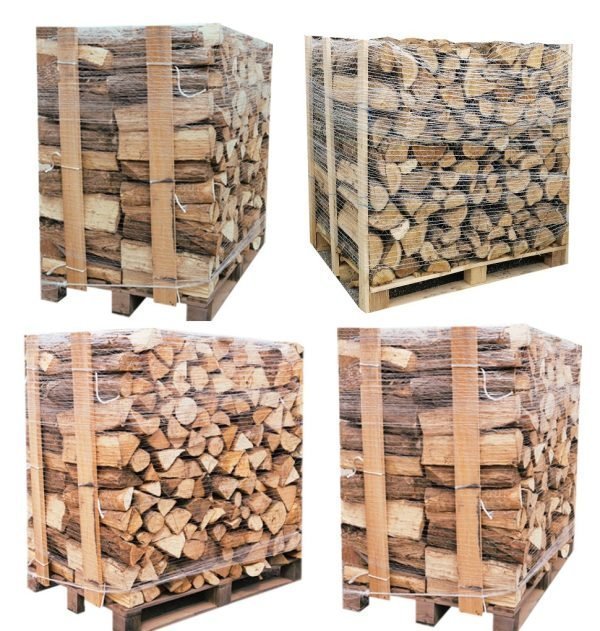 4 Paletten (2 Weisseiche + 2 Buche/Hainbuche) – Scheite 40 cm